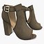 Olive Green Cutout Peep Toe Suede Boots