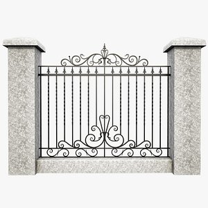 3d wrought iron fence metal model