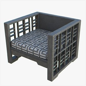 Asia wooden chair 3D model