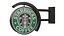 Letrero de Starbucks en esquina montado en la pared