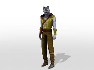 humansize rigged wolf character model