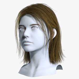 Casual Realistic Straight Lob Cut - Game Ready Hair Cards 3D model