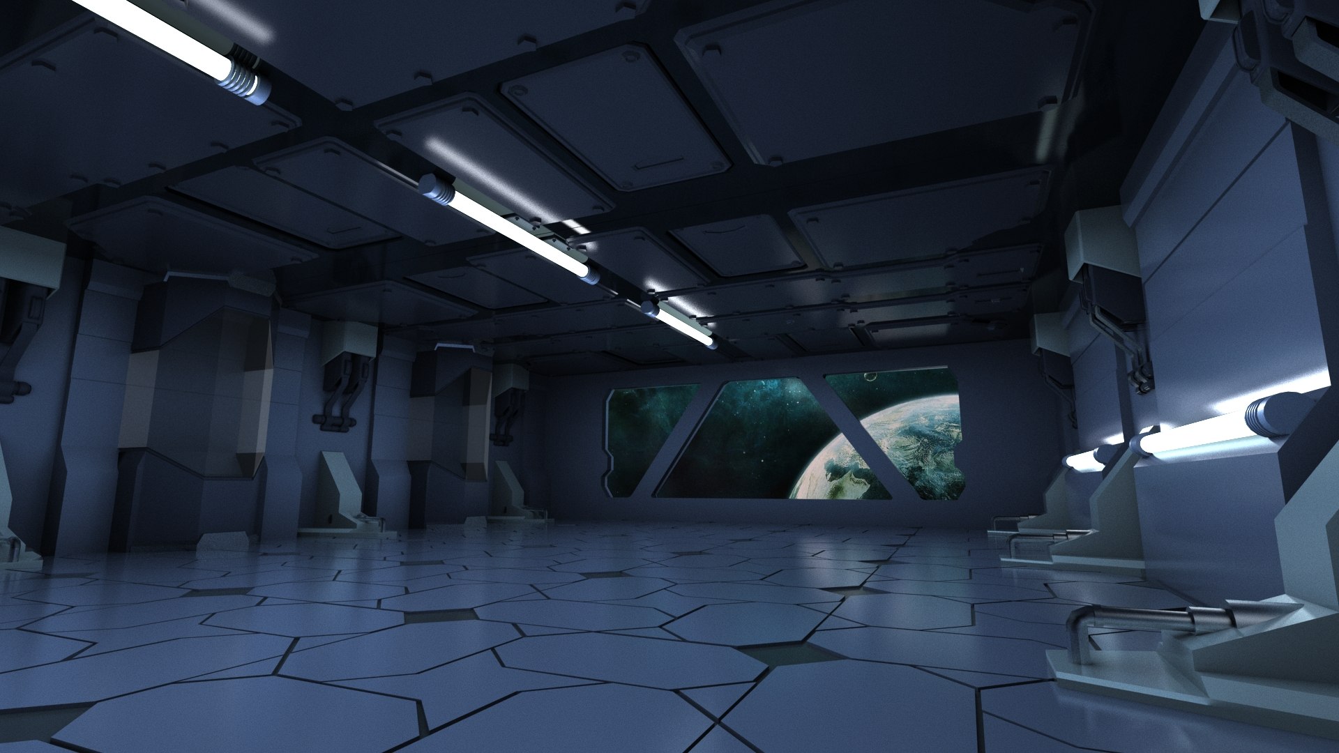 Scifi Sci Fi Blender Interior Corridor Hallway Futuristic 3D Model ...