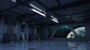 scifi sci fi blender interior corridor hallway futuristic 3D model