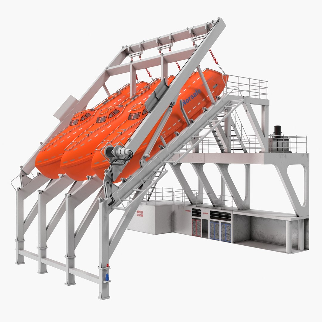 Freefall Lifeboats Hydraulic Launch 3D Model 3D model preview
