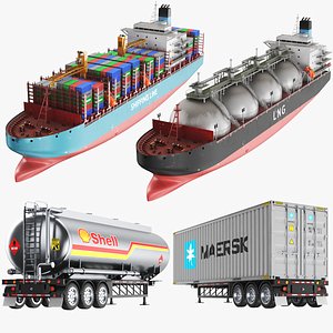 3D Detailed Shipping Vehicles Collection