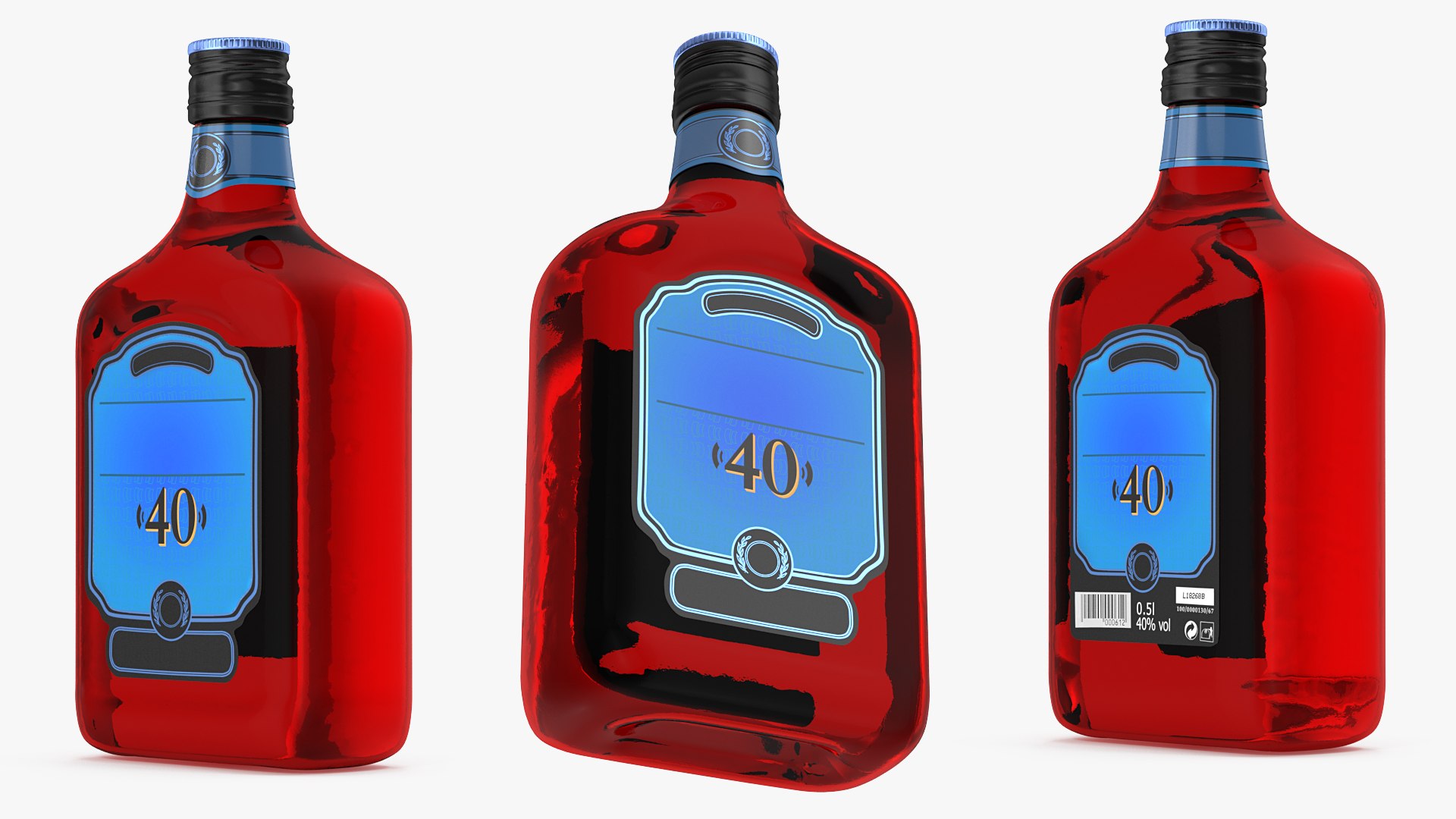 Rum Bottle 40 vol 3D model preview
