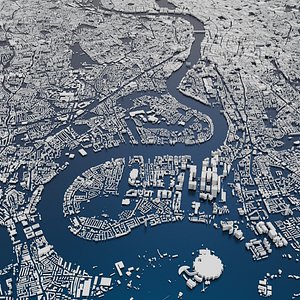 London City  and Suburbs Skyline Cityscape Map terrain relief