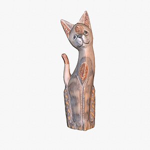 3D The cat ethnic statuette 01 low poly 3D model model