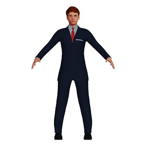 3D redheaded man navy suit