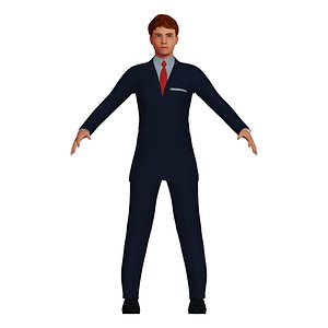 RedHeaded LowPoly Man in Navy Suit
