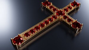 3D Cross with Rubies