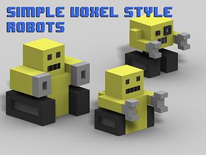 simple voxel-style robots voxel 3d model