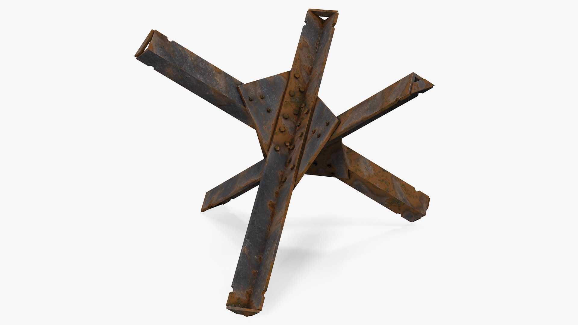 Hedgehog Anti Tank Obstacle Rusty 3D model preview