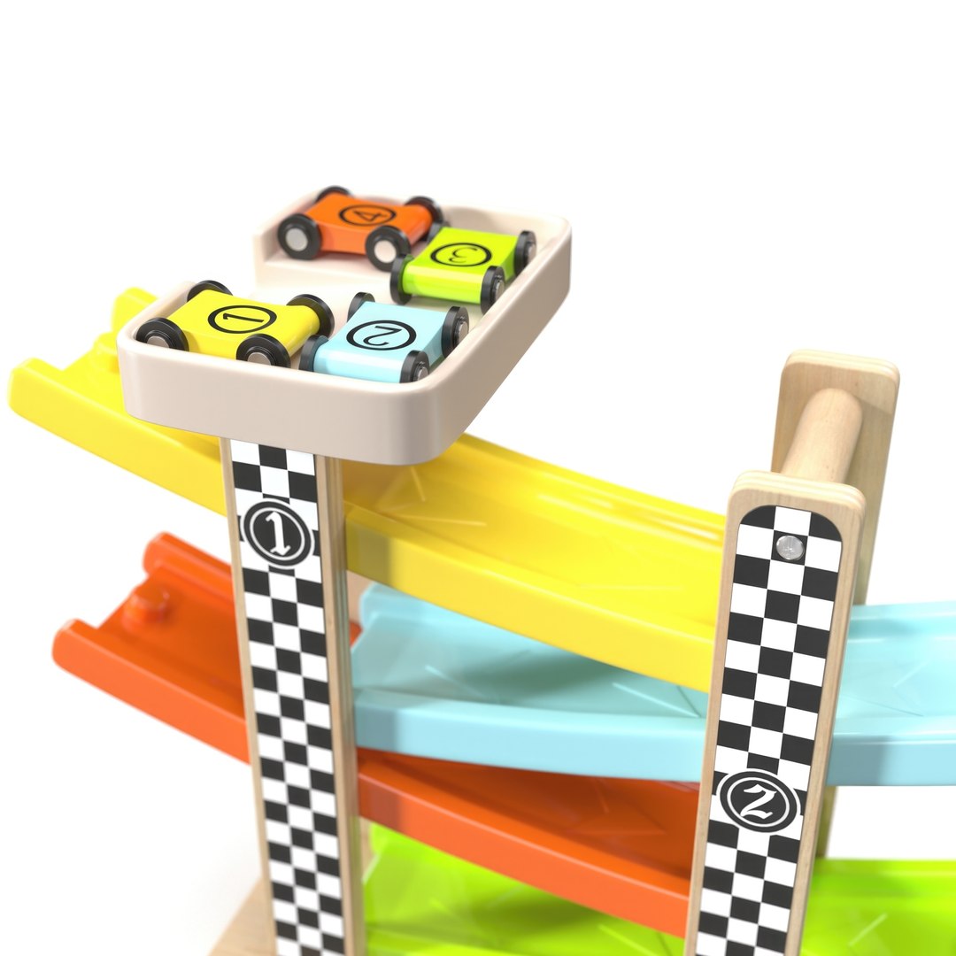 Top Bright Toddler Gifts Wooden Race Track Car Ramp Racer PBR 3D ...