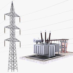Electric Transformer and Tower 3D model