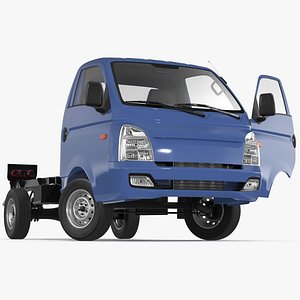 Mini Truck Bare Chassis Blue Rigged for Cinema 4D