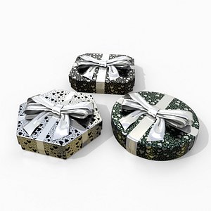 Gift Boxes - Flat Trio with Glossy Ribbon Bow