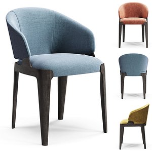 Diotti Velis Wooden Legs Upholstered Chairs Chair 3D model