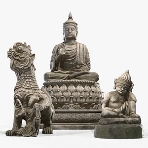 Asian Stone Sculptures 3D model
