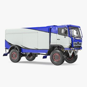 Dakar Race Truck Lights On Blue 3D model