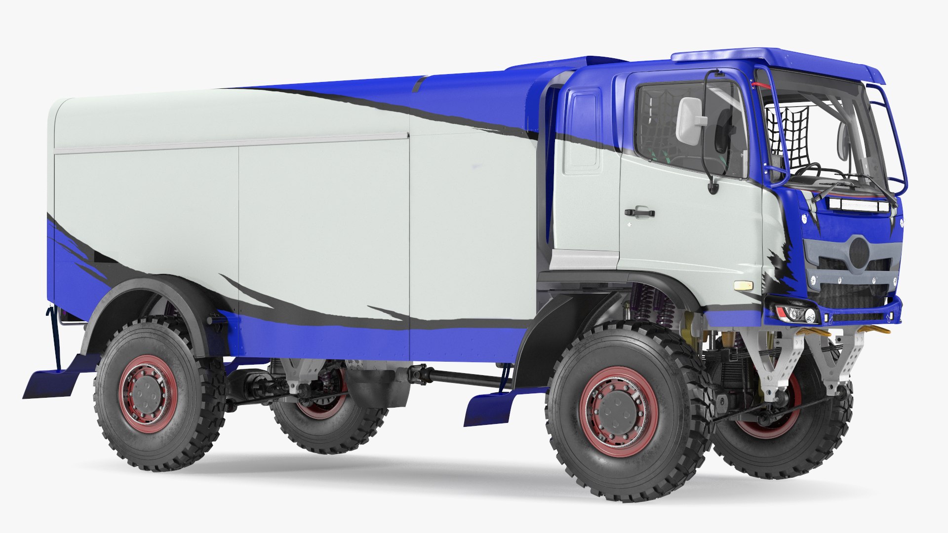 Dakar Race Truck Lights On Blue 3D model preview