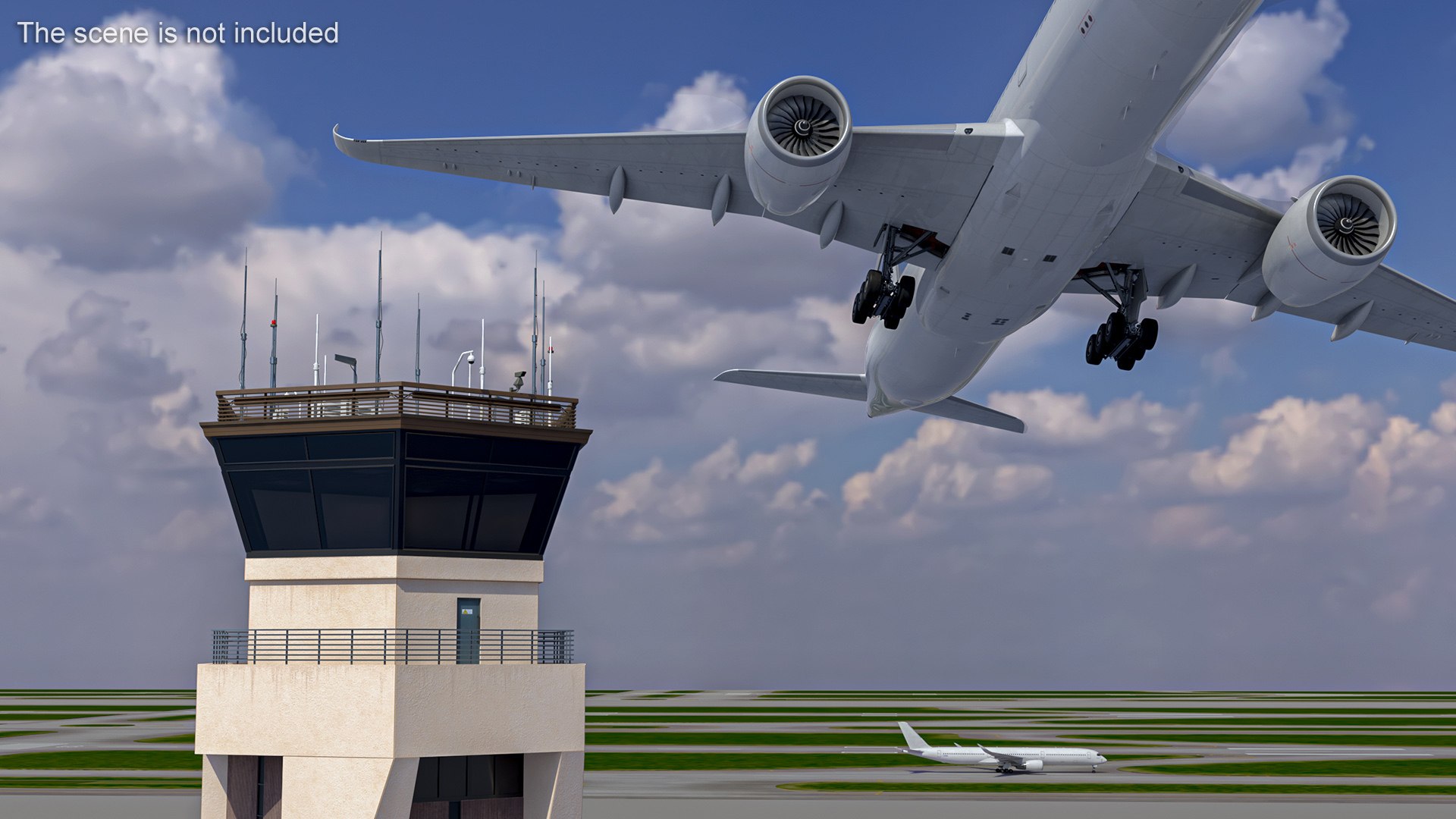 3D Air Force Base Control Tower And Airplane - TurboSquid 2318333