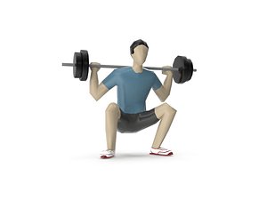 3D model man weight lifting