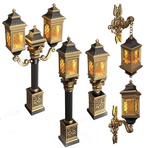 Classic Street Lights Collection 01 3D model