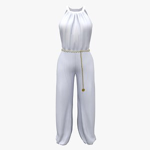 3D Ladies Side Slit Jumpsuit With Chain Belt model