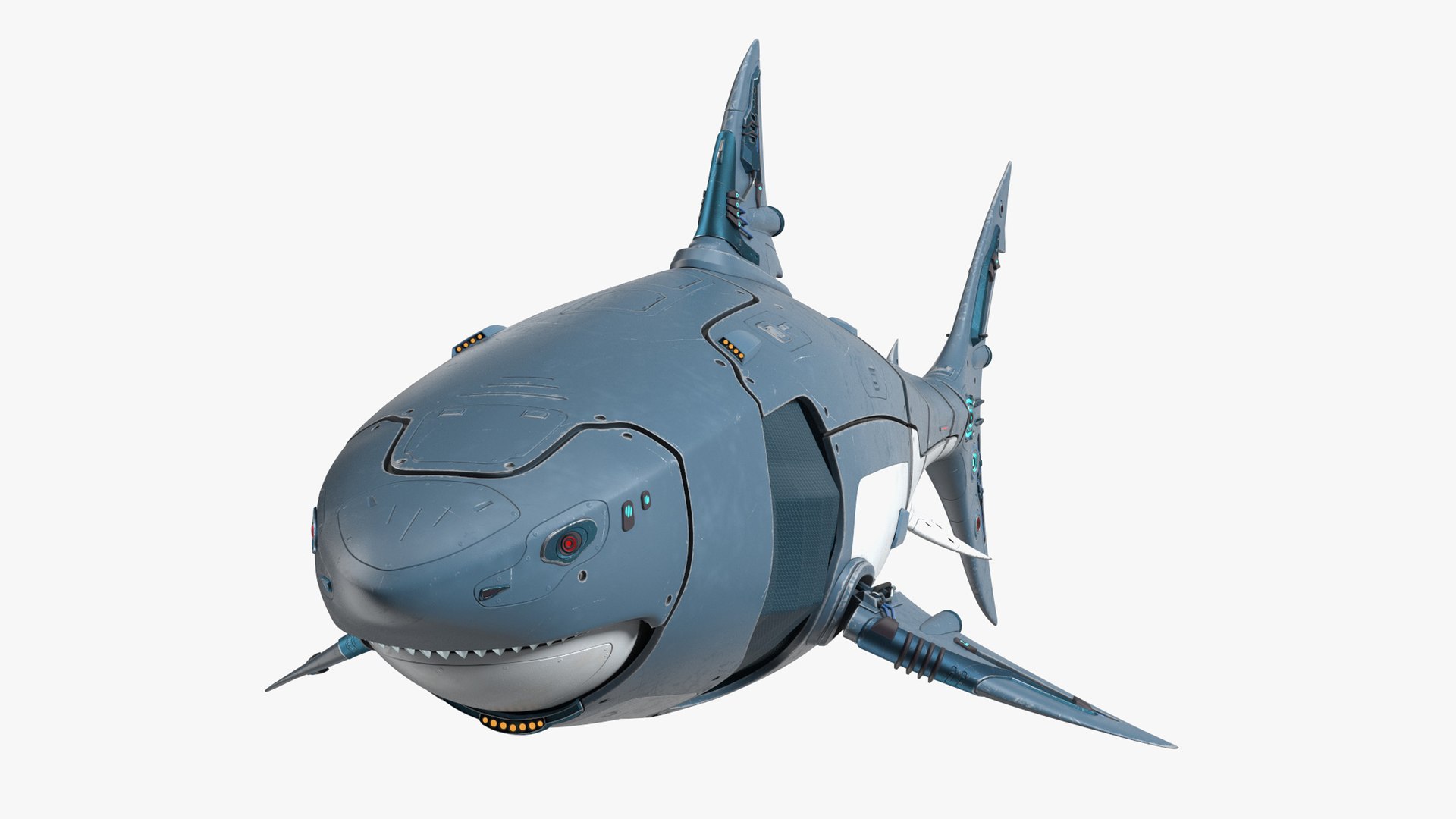 Shark Robot Rigged for Cinema 4D 3D model preview