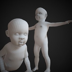 Rigged Black Baby Basemesh