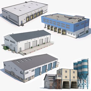 5 Industrial Buildings Collection 3D model