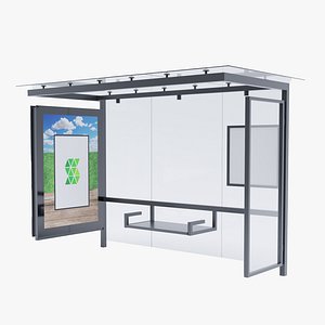 German Berlin Modern Bus Stop Shelter 3D model