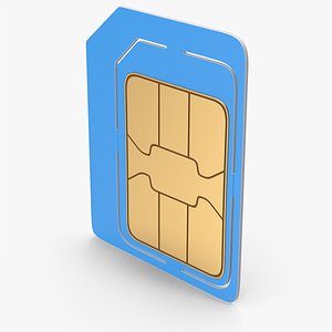 3D Blue Micro Sim Card model