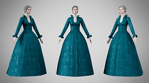 3D model Dress 30 Teal Velvet With Design