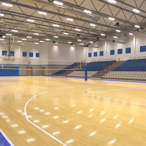 realistic school gym interiors 3D model