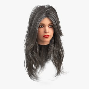 Teenage Girl Head with Long Dark Hair