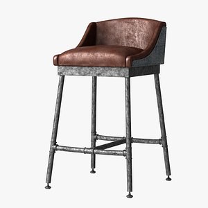 3d stool iron scaffold leather