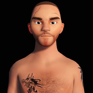 3D Cartoon Character Ninja Warrior With Tattoos