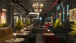 3D interior coffee restaurant 02