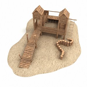 wooden castle 3d obj