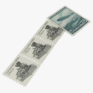 Vintage Transportation Stamps Strip Steam Train and Airship