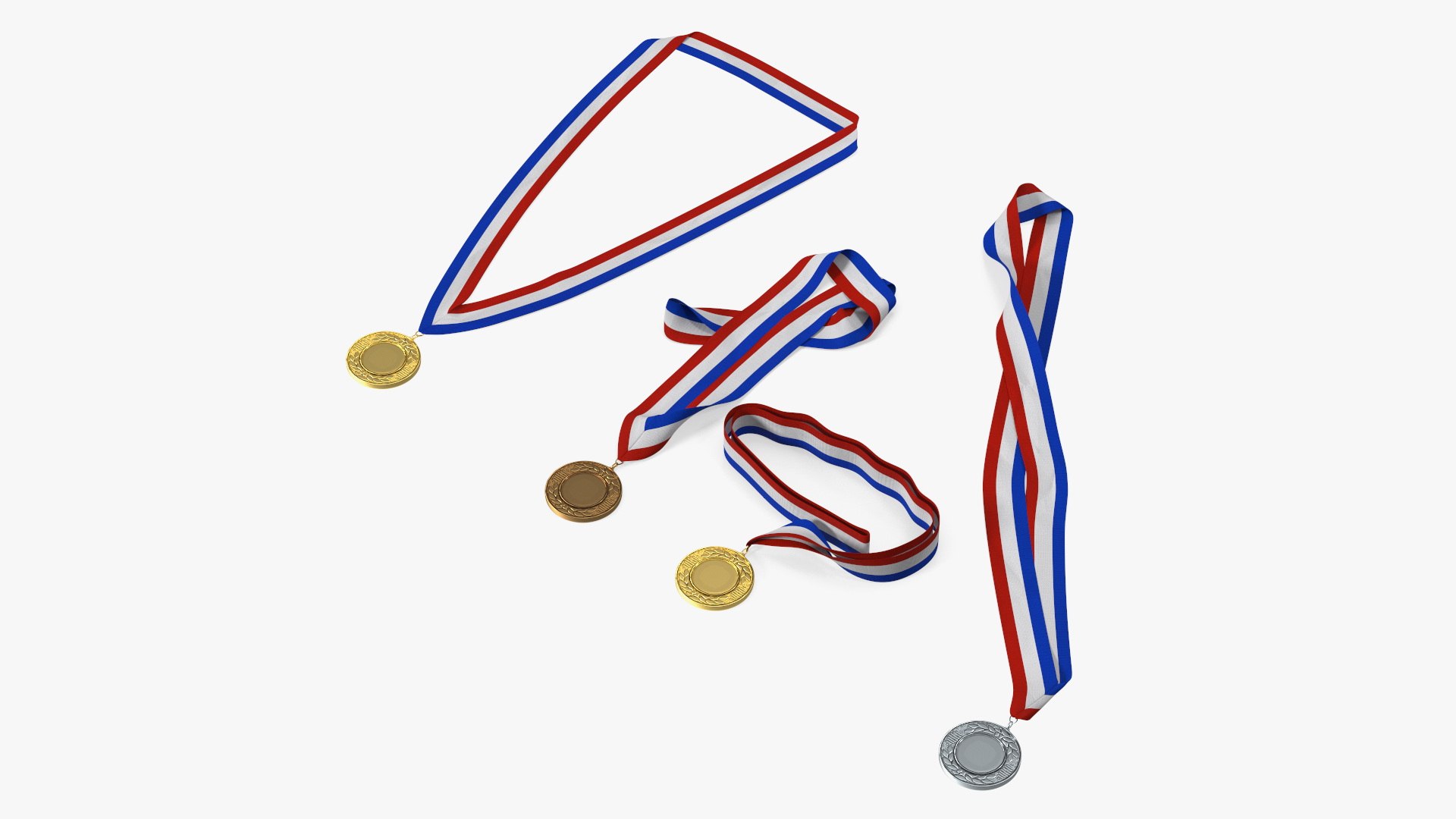 Award Medal Set with Ribbons 3D model preview