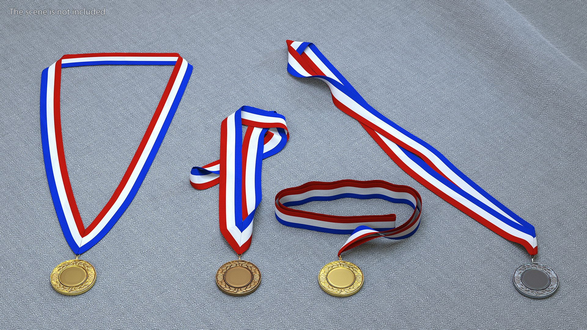 Award Medal Set With Ribbons 3D - TurboSquid 2204014