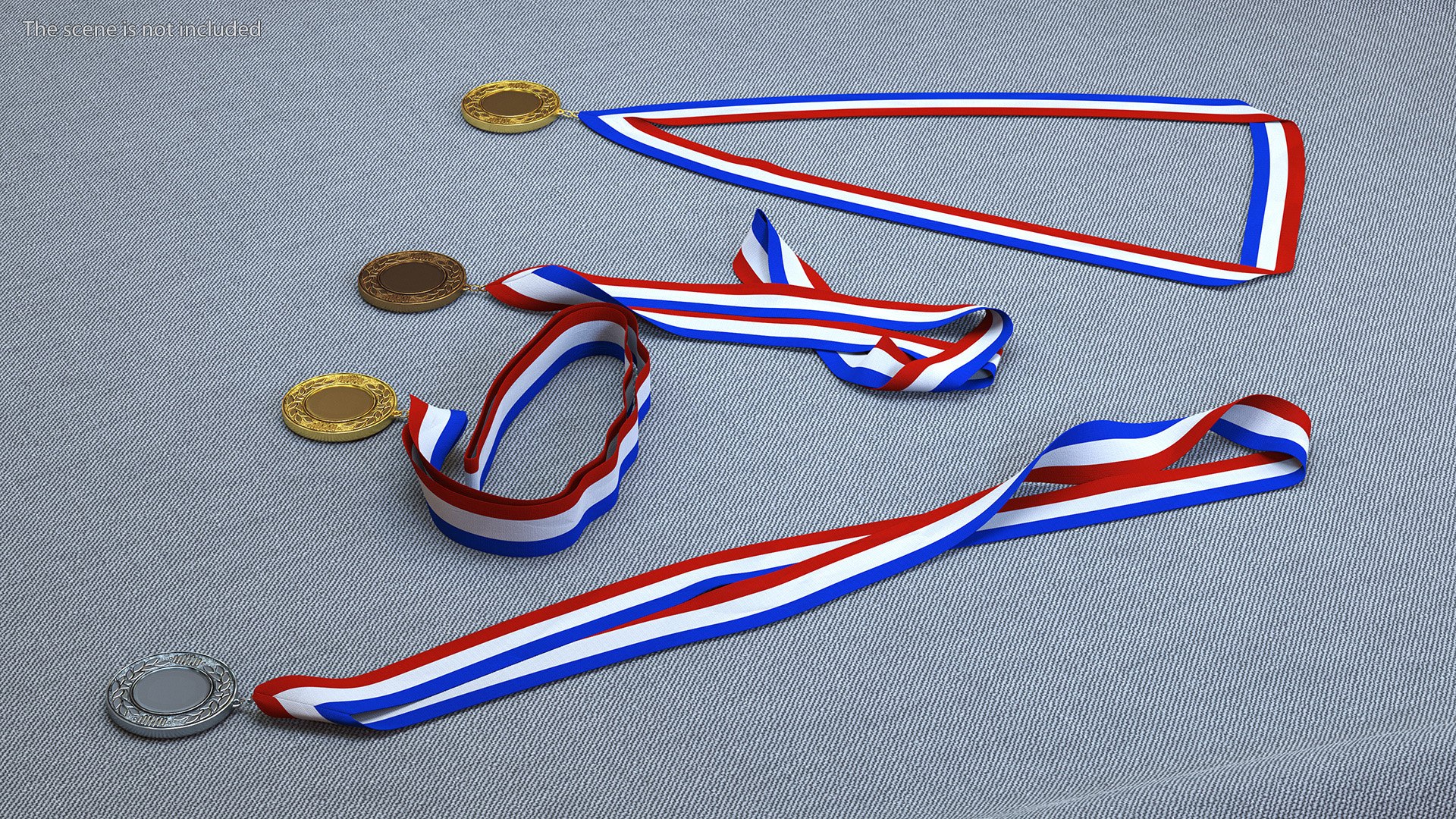 Award Medal Set With Ribbons 3D - TurboSquid 2204014