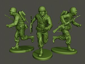 3D american soldier ww2 run