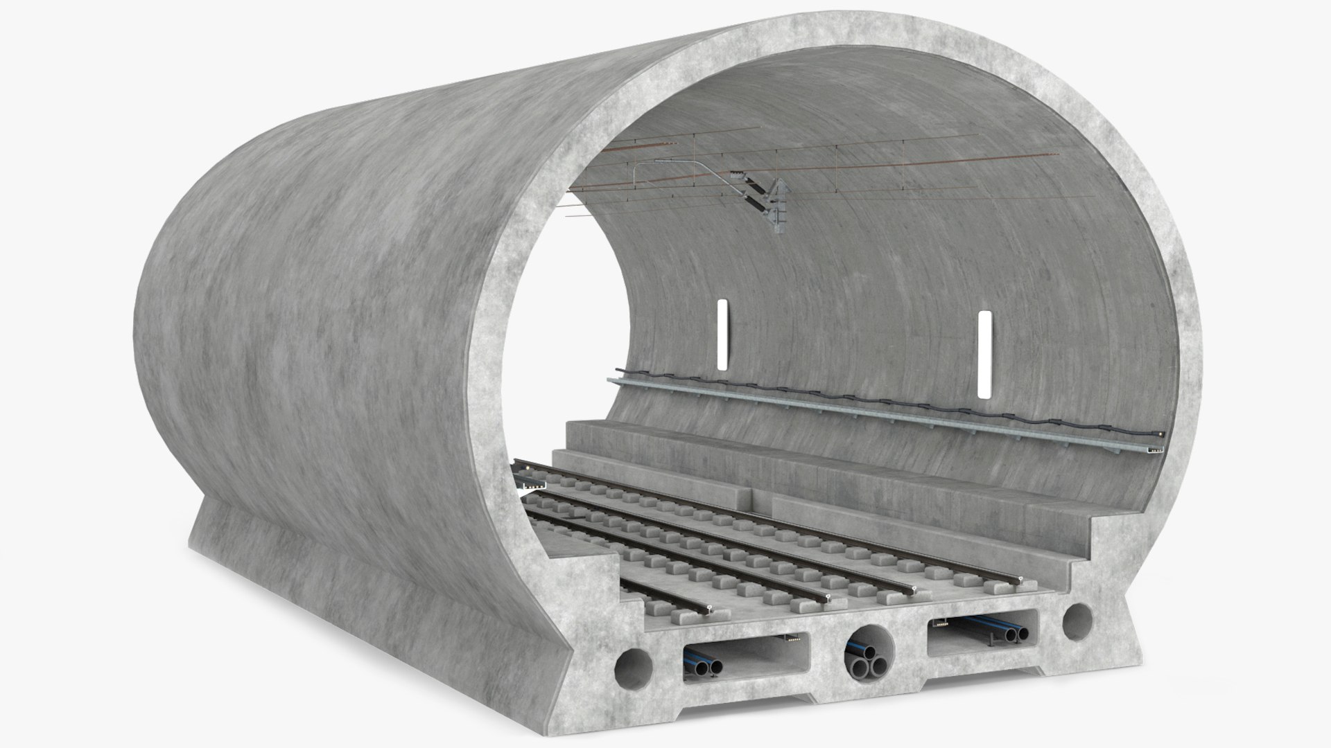 Railway Tunnel Section Straight 3D model preview
