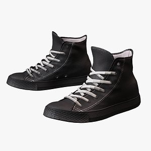 Classic Black High-Top Sneakers - Game-Ready 3D Shoes
