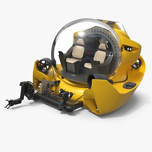 Compact Research Sub with Robotic Arm Yellow Rigged for Maya